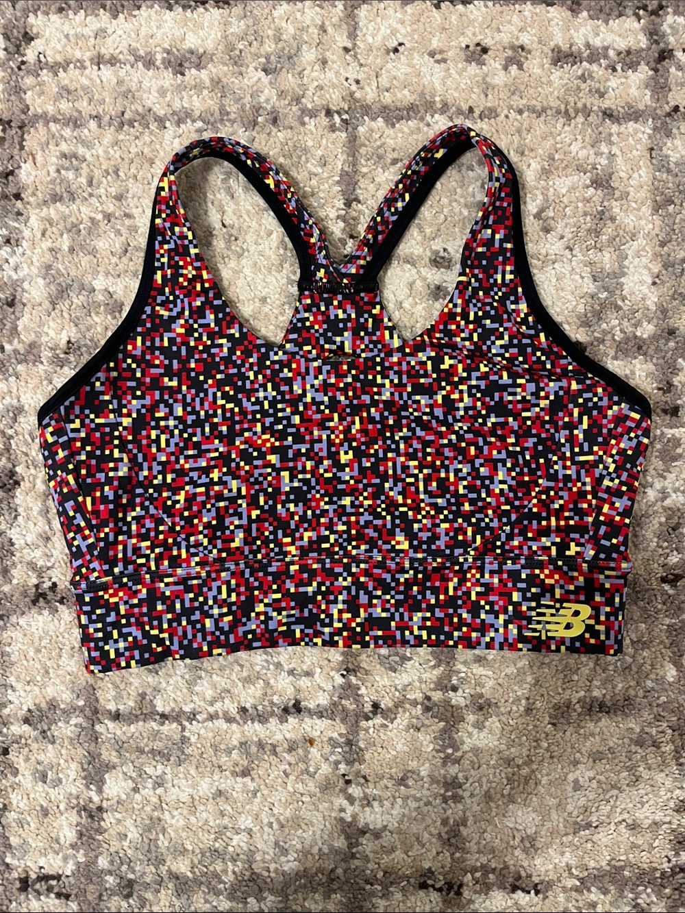 New Balance Multicolor Pixel Mosaic Racerback Sports Bra